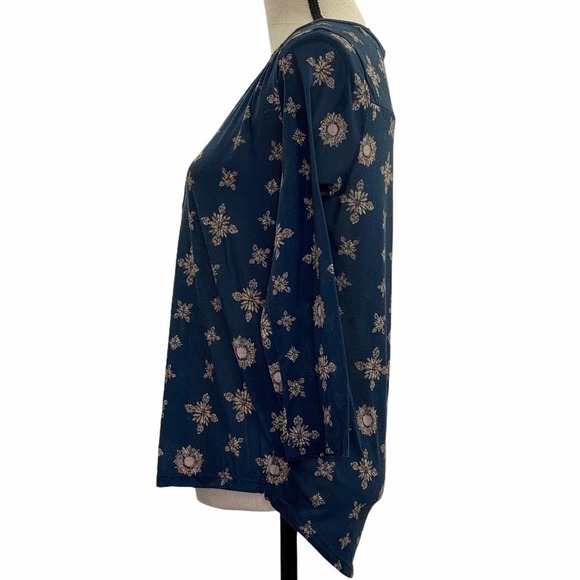 H&m High Low Quarter Button Printed Blouse Small - Picture 4 of 11